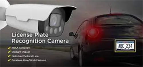 Advanced License Plate Recognition: An image showcasing a license plate security camera equipped with analytics, enabling efficient and accurate reading of license plates for enhanced surveillance and monitoring purposes.
