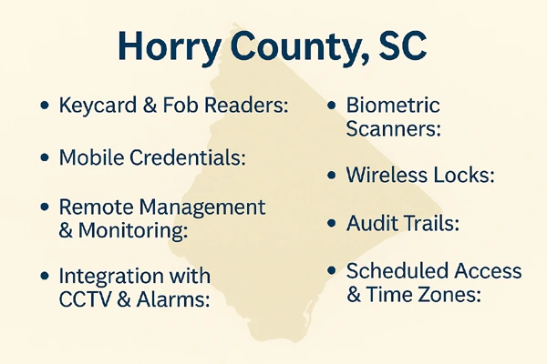 Access control system features for Horry County
