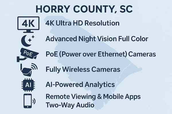 Security camera features collage for Horry County