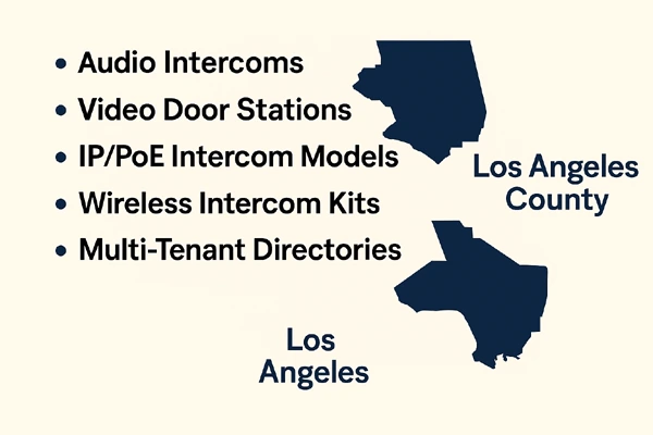 Various intercom system components for Los Angeles