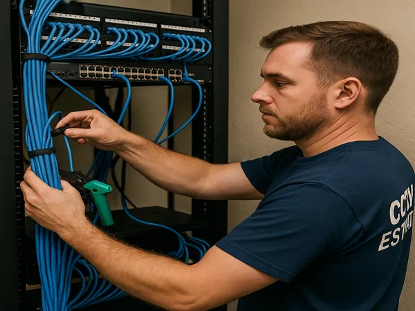 Neatly organized network server rack with structured wiring in Horry County